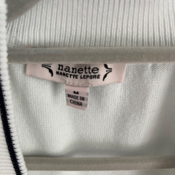 Nanette LePore Pearl button front cardigan black & white stripe - medium - Picture 4 of 4